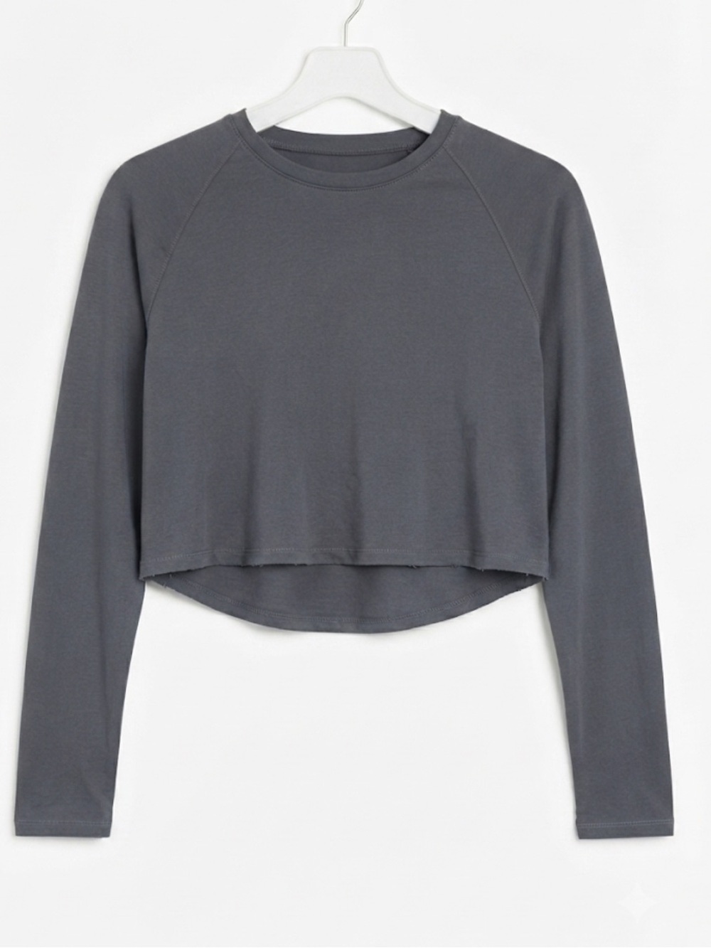 Alphalete Evo Premium Long Sleeve Crop Top Stone Grey Size M EUC
